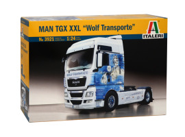 обзорное фото Збірна модель 1/24 вантажний автомобіль/тягач MAN TGX XXL "WOLF TRANSPORTE" Italeri 3921 Вантажівки / причепи