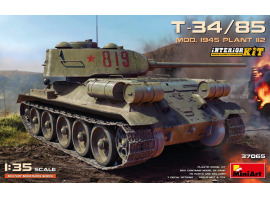 обзорное фото Сборная модель 1/35 Танк Т-34/85 мод. 1945 с интерьером Миниарт 37065 Бронетехника 1/35