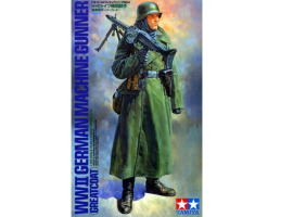 Сборная модель 1/16 Фигура Немецкий пулеметчик времен Второй мировой войны (в шинели) Tamiya 36306