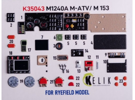 обзорное фото M1240A M-ATV 3D декаль інтер'єр для комплекту RFM 1/35 KELIK K35043 3D Декали