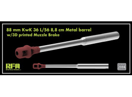Металевий ствол із дульним гальмом, надрукованим на 3D-принтері для серії Tiger I 8 мм KwK 36 L/56 8,8 см Rye Field Model RM-2086
