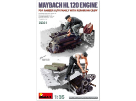 Сборная модель 1/35 Двигатель Maybach HL 120 для танков семейства Panzer III/IV с ремонтной бригадой