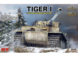 Збірна модель 1/35 Танк Тигр I раннього випуску з повним інтер'єром, прозорими деталями та робочими траками Rye Field Model RM-5025