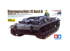обзорное фото Збірна модель 1/35 Німецький танк STURMGESCHUTZ III AUSF.B Tamiya 35281 Бронетехніка 1/35