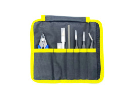 Tool set (nippers, tweezers, needle file, knife, case)