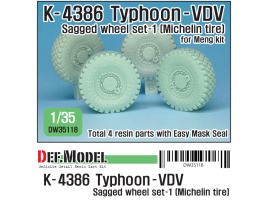 обзорное фото K-4386 Typhoon-VDV Sagged wheel set 1- Michelin ( for meng 1/35) Смоляные колёса