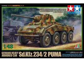 обзорное фото Збірна модель 1/48 Німецький бронеавтомобіль Sd.Kfz. 234/2 Puma Tamiya 37010 Бронетехніка 1/48