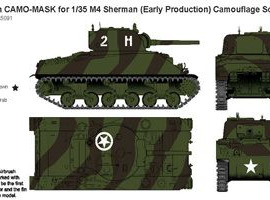обзорное фото Airbrush CAMO-MASK for 1/35 M4 Sherman (Early Production) Camouflage Scheme 2 Маски