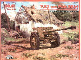 обзорное фото German anti-tank gun Pak 36 ICM35701 caliber 7.62 cm Artillery 1/35