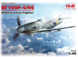 Сборная модель 1/48 немецкий истребитель Мессершмитт Bf 109F-4/R6 ICM 48107