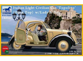 Buildable model of an Italian light civilian car (open top) with a lady and a dog