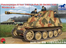 обзорное фото Збірна модель 1/35 німецька САУ Panzerjaeger II 7.62 cm PaK 36 (Sd.Kfz. 132) Marder II D Bronco 35097 Бронетехніка 1/35