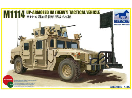 обзорное фото Scale model 1/35 Armored Tactical Vehicle M1114 HA (Heavy) Bronco 35092 Cars 1/35
