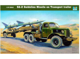 Scale model 1/35 SA-2 Guideline missile on a transport trailer Trumpeter 00204