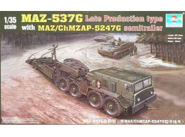 обзорное фото Scale model 1/35 MAZ-537G late production with semi-trailer MAZ/ChMZAP-5247G Trumpeter 00212 Cars 1/35