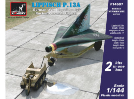 Сборная модель 1/144 Немецкий перехватчик Lippisch P.13a w/ Kettenkrad Armory Models Group 14507