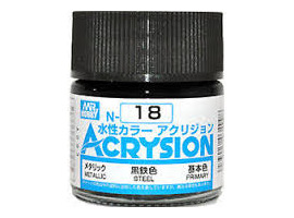 обзорное фото Акрилова фарба на водній основі Acrysion Steel / Сталь Mr.Hobby N18 Акрилові фарби