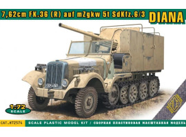 Збірна модель 1/72 Німецька САУ 7,62cm FK.36 (R) mZgkw 5t "Diana" Sd.Kfz. 6/3 ACE 72574