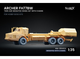 обзорное фото Набір коліс із ланцюгами Twin 482 для Archer FH77BW від HobbyBoss ScaleX WM-35041Ch Колеса