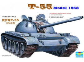 обзорное фото Scale model 1/35 Tank T-55 model 1958 Trumpeter 00342 Armored vehicles 1/35
