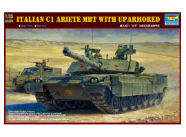 обзорное фото Збірна модель 1/35 Італійський танк C1 Ariete з посиленим бронюванням Trumpeter 00394 Бронетехніка 1/35
