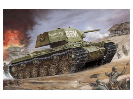 обзорное фото Збірна модель 1/35 Радянський танк КВ-1 з екранами Trumpeter 00357 Бронетехніка 1/35