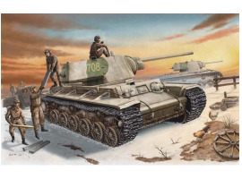 обзорное фото Сборная модель 1/35 Советский танк с литой башней КВ-1 образца 1942 г.Трумпетер 00359 Бронетехника 1/35