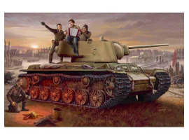 обзорное фото Сборная модель 1/35 Советский танк KV-1 model 1942 с легкой литой башней Трумпетер 00360 Бронетехника 1/35