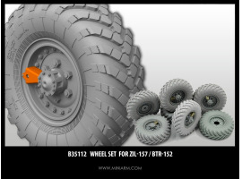 обзорное фото Набор колес для ЗиЛ-157 / БТР-152  (6шт плюс запаска) включает фототравление Смоляные колёса