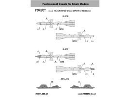 обзорное фото Foxbot 1/72 Декаль для ракети Р-27 Р/Т (AA-10 Alamo) та АПУ-470 для МіГ-29 Декалi