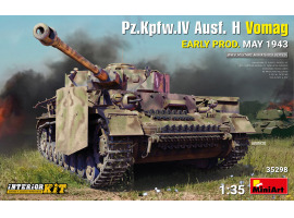 обзорное фото Збірна модель 1/35 Pz.Kpfw.IV Ausf. H Vomag виробництво Травень 1943 р. з інтер'єром Miniart 35298 Бронетехніка 1/35