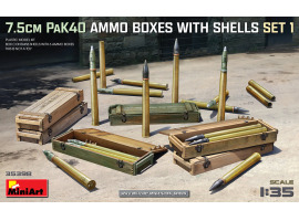 обзорное фото Scale model 1/35 7.5 cm PaK40 ammunition set with shells Miniart 35398 Accessories