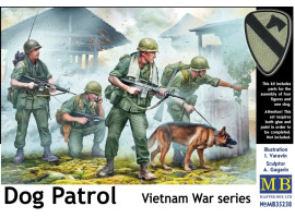 обзорное фото Scale model 1/35 Figures American patrol in Vietnam and dog MasterBox 35238 Figures 1/35