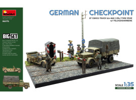 обзорное фото Збірна модель 1/35 Німецький контрольно-пропускний пункт. Вантажний автомобіль 3T 3,6-36S та Kfz.1 Type 170VK з польовою жандармерією MiniArt 36075 Бронетехніка 1/35