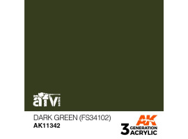 Акриловая краска DARK GREEN / Тёмно - зелёный (FS34102) – AFV АК-интерактив AK11342