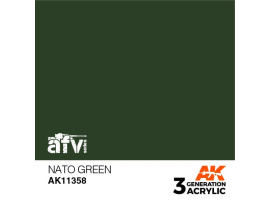 Акриловая краска NATO GREEN / Зелёный НАТО – AFV АК-интерактив AK11358