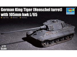 обзорное фото Збірна модель 1/72 німецький танк King Tiger (Henschel turret) гармата105 Kwk L/65 Трумпетер 07160 Бронетехніка 1/72