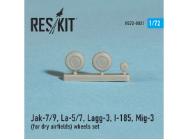 обзорное фото Jak-7/9, La-5/7, Lagg-3, I-185, Mig-3  (for dry airfields) wheels set (1/72) Смоляные колёса