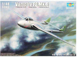 обзорное фото Збірна модель 1/48 Британський літак Vampire FB.MK.5 Trumpeter 02874 Літаки 1/48
