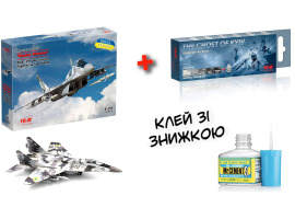 Assembled model 1/72 aircraft «Radar Hunter», MiG-29 "9-13" Ukrainian fighter with HARM missiles ICM 72143 + Set of acrylic paints Ghost of Kyiv