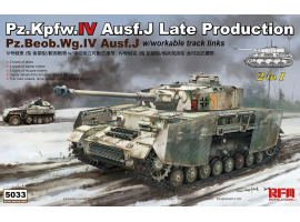 обзорное фото Збірна модель 1/35 Німецький середній танк Pz.Kpfw.IV Ausf.J Late Production / Pz.Beob.Wg.IV Ausf.F з робочими траками RFM RM-5033 Військова техніка
