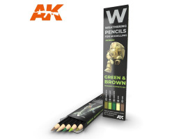 Watercolor pencil set Green and Brown / Набор карандашей: зеленый и коричневый