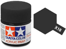 обзорное фото Alcohol-based acrylic paint Black Semi-Gloss 10ml Tamiya X-18 Acrylic paints