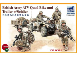 обзорное фото Збірна модель британського армійського квадроцикла з причепом та солдатами Автомобілі 1/35