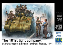 "The 101st light company. US Paratroopers & British Tankman, France, 1944"