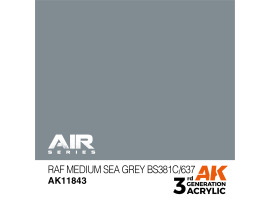 обзорное фото Акриловая краска RAF Medium Sea Grey BS381C/637 / Умеренно-серый  AIR АК-интерактив AK11843 AIR Series