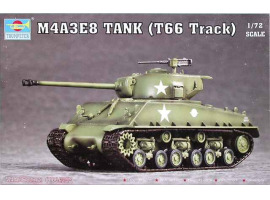 обзорное фото Збірна модель 1/72 Танк M4A3E8 (гусеничний T66) Трумпетер 07225 Бронетехніка 1/72
