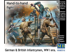 “Hand-to-hand fight, German & British infantrymen, WW I era“