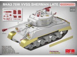 обзорное фото Збірна модель 1/35 Американський танк M4A3 76W VVSS Sherman Late Updated Version RFM RM-5133 Військова техніка