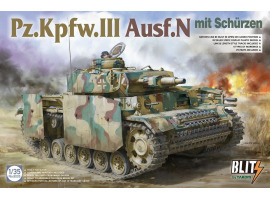 обзорное фото Збірна модель 1/35 Німецький танк Pz.Kpfw.III Ausf.N mit Schurzen Takom 8005 Бронетехніка 1/35